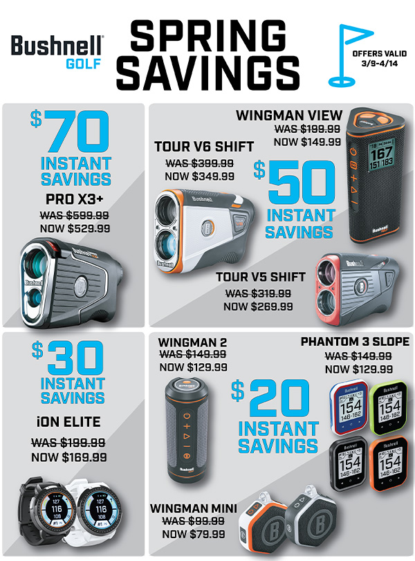 Spring Savings on Bushnell Rangefinders and GPS